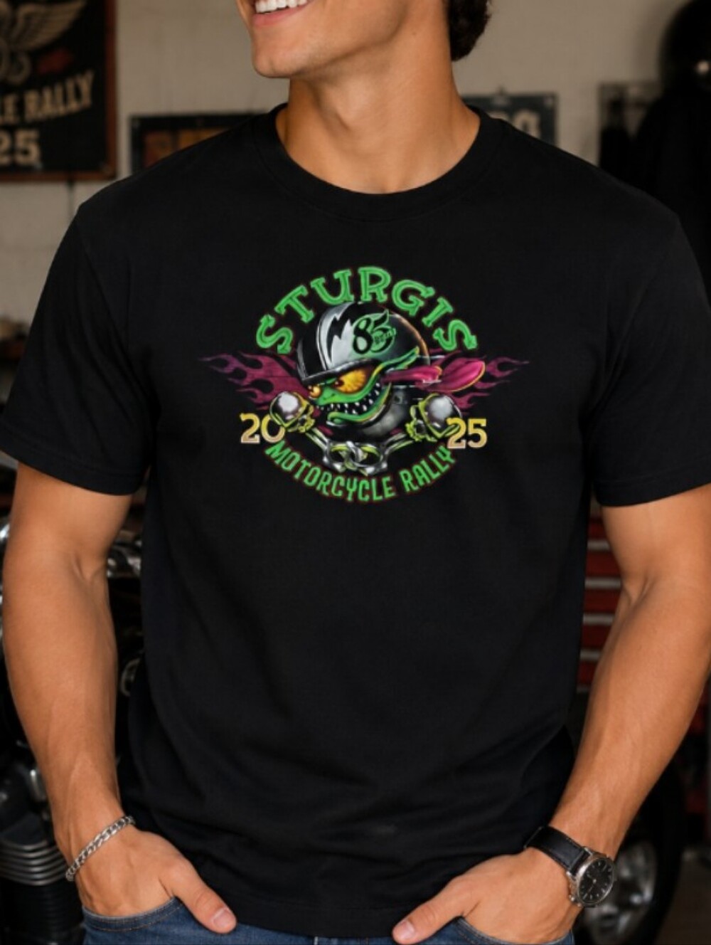 Sturgis Black Tee Motorcycle Rally Graphic Colorful Tee - 2025 2XL